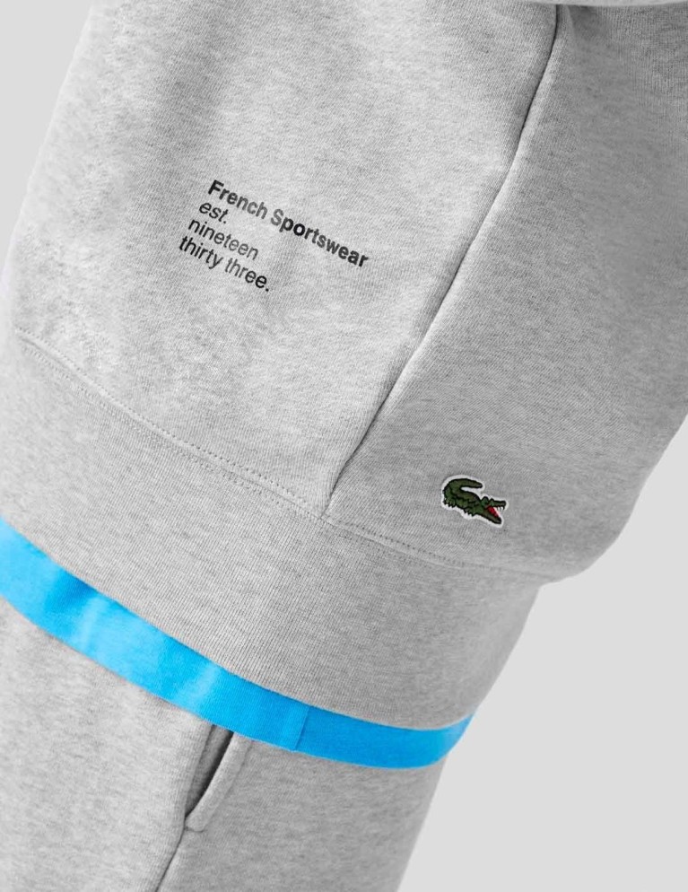 Felpa LACOSTE con cappuccio in chine argentato classico